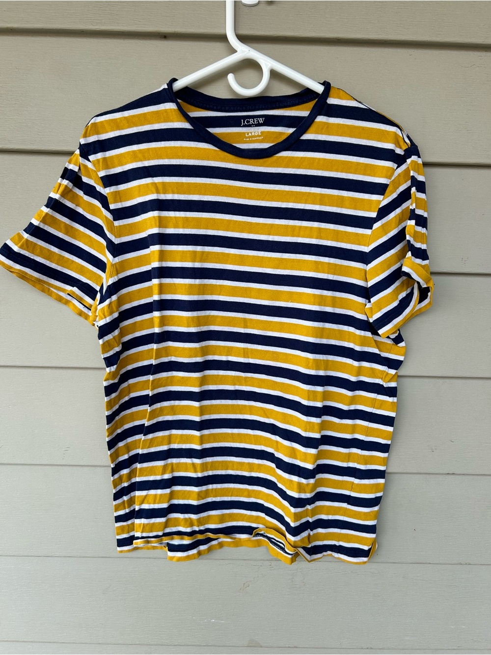 J. Crew Striped Short-Sleeve Tee in Yellow and Navy